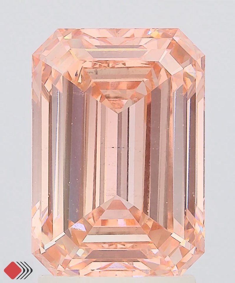 Actual 3.03 carat Fancy Intense Pink Emerald lab-grown diamond